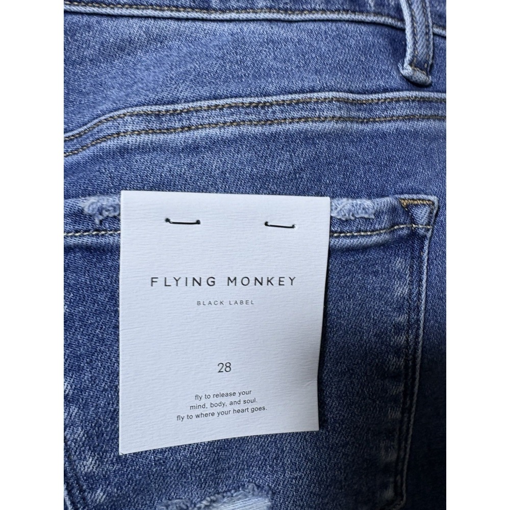 Flying Monkey Distressed Skinny Jeans Size 28 Raw Hem Y2K Indie Sleaze Denim - Picture 5 of 6
